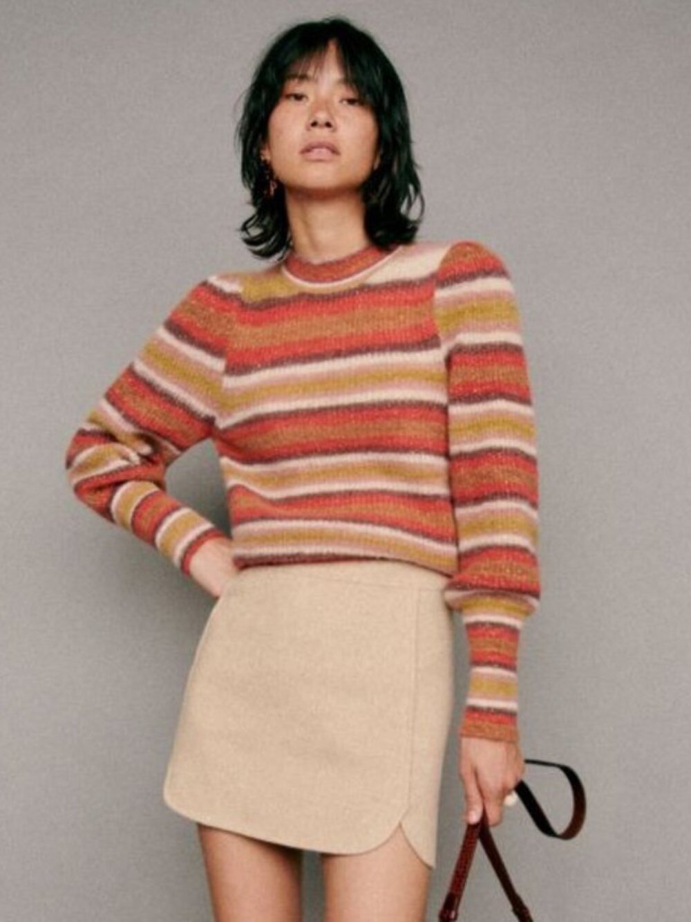 Like New Sezane 100% Wool Tania Mini Skirt Beige 36, 4, S